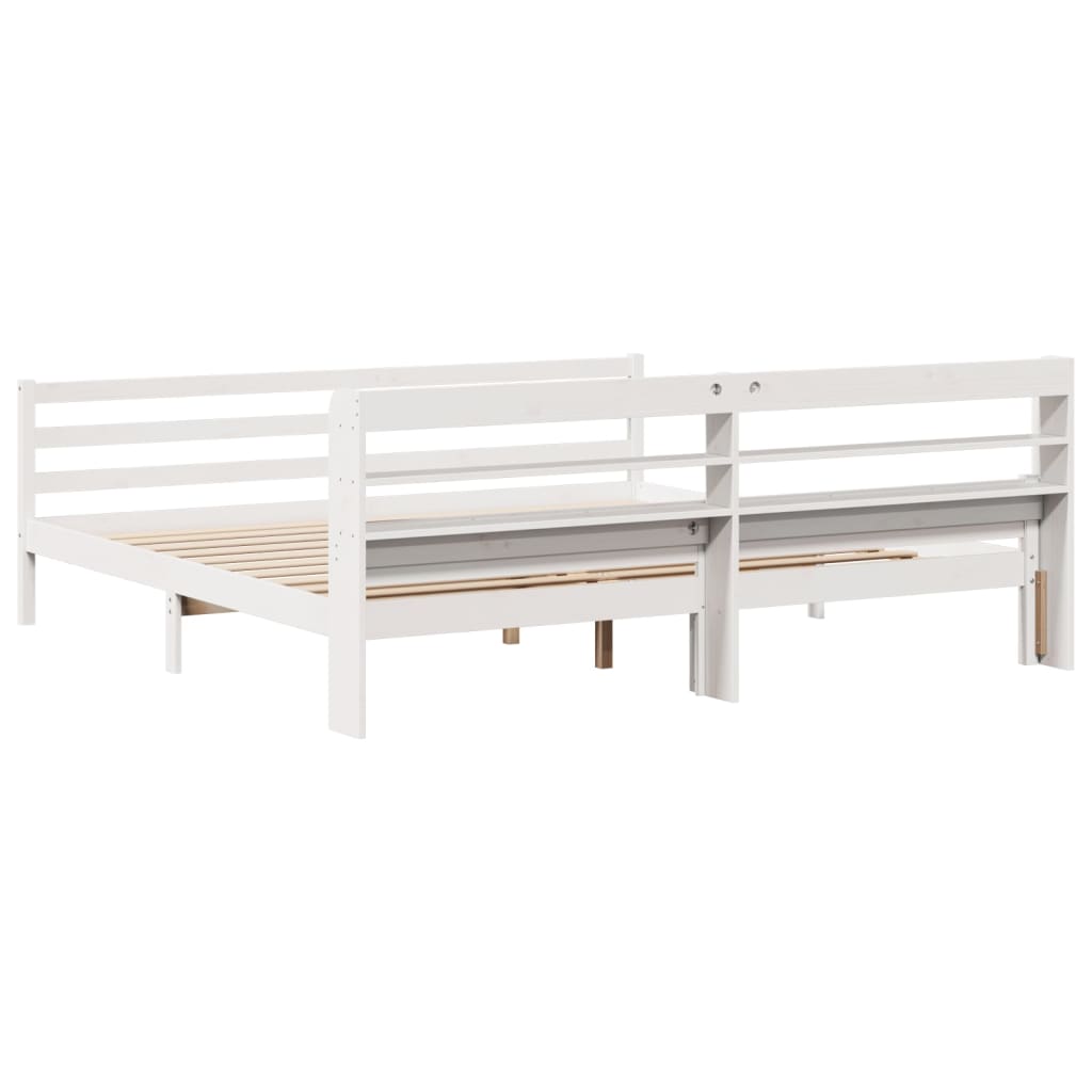 Bed Frame with Headboard without Mattress White 180x200 cm Super King